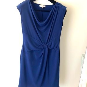 Michael Kors side knot dress navy draped neck